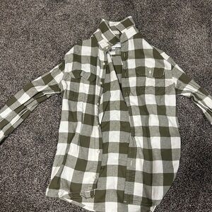 Green and White Checkered Men's Flannel